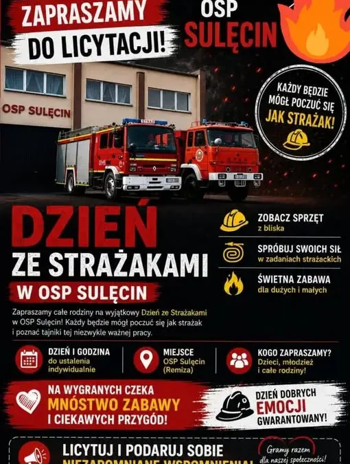 Licytacja dla Fabianka: wyjątkowy dzień ze strażakami z OSP Sulęcin