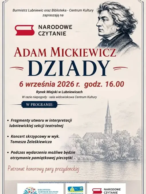 Narodowe Czytanie w Lubniewicach – niedzielne spotkanie na rynku