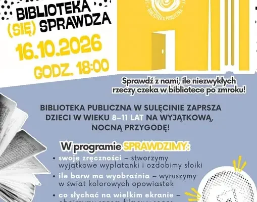 Noc Bibliotek 2026 w Słońsku – nocna przygoda dla dzieci w wieku 8–11 lat
