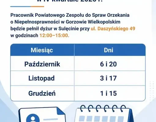 Dyżur pracownika zespołu ds. orzekania o niepełnosprawności w Sulęcinie
