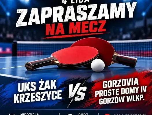 Tenis stołowy: UKS Żak Krzeszyce zagra z drużyną z Gorzowa Wielkopolskiego