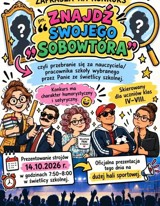Konkurs „Znajdź swojego sobowtóra” w szkole w Lądku – zapisz się u Pani Gosi