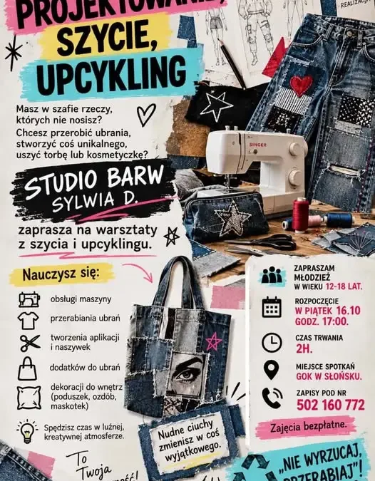Bezpłatne warsztaty szycia i upcyclingu dla młodzieży w Gminnym Ośrodku Kultury