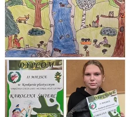 Karolina Świerc z Sulecina zdobyła II miejsce w wojewódzkim konkursie plastycznym „Strażnicy życia lasu”